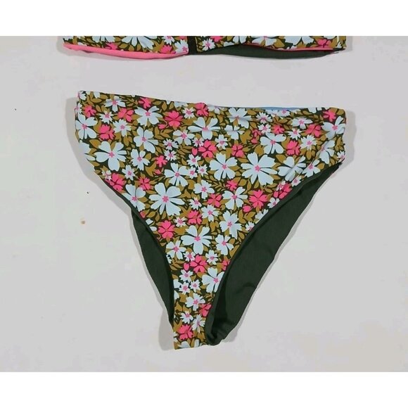 Maaji Crocodile Reversible Crop Cover-Up Jacket Bottoms Est Size XS Floral - Picture 3 of 12